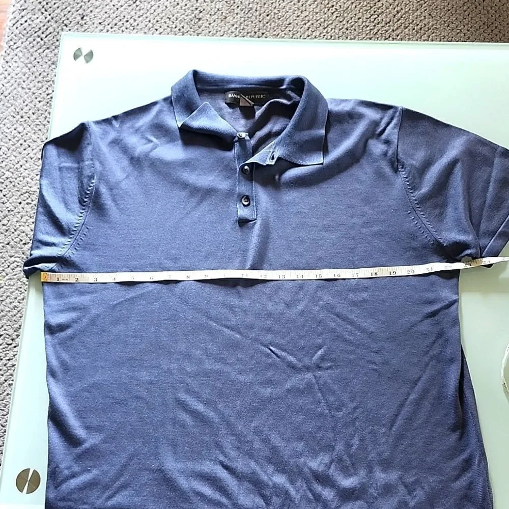 Banana Republic Silk Blend Tropical Vibes Preppy Polo‎ Shirt Size Large